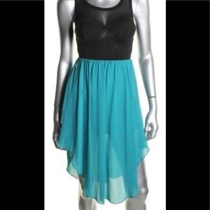 black and teal chiffon dress